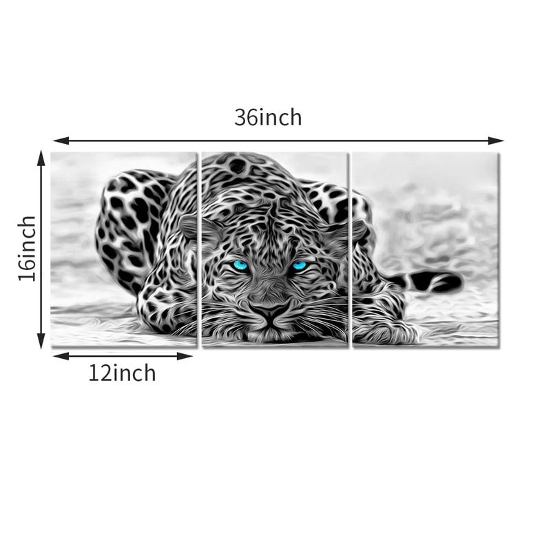 WELMECO Black and White Leopard Decor Pictures Animal Canvas Wall Art Prints, Ready to Hang for Home Decor,12inx16inx3Pieces - Image 3